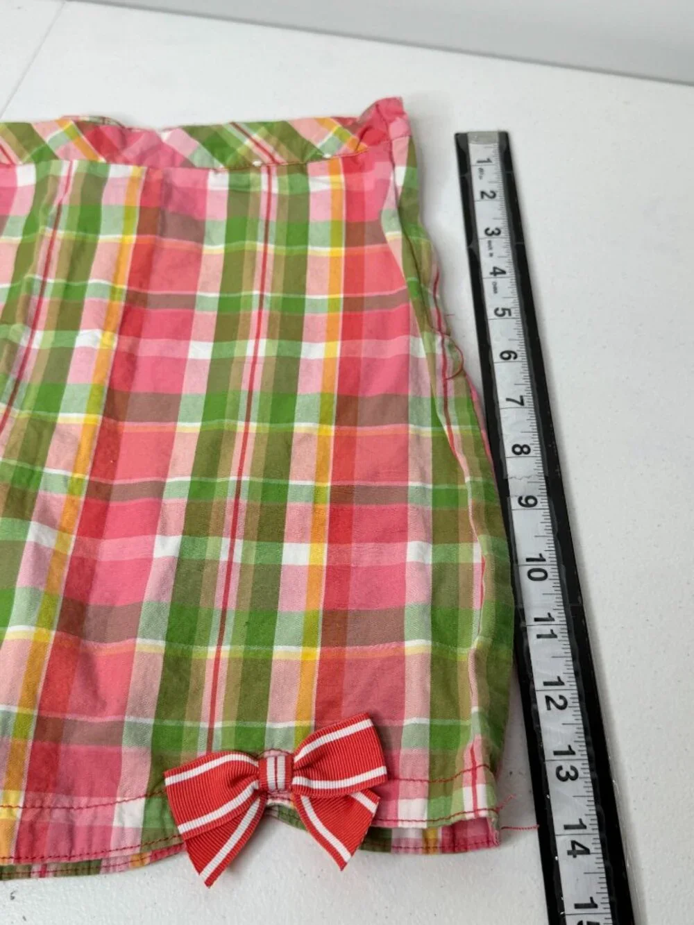 Gymboree Girls Size 12 Plaid Skort Pink Green Bow Mini Skirt Shorts